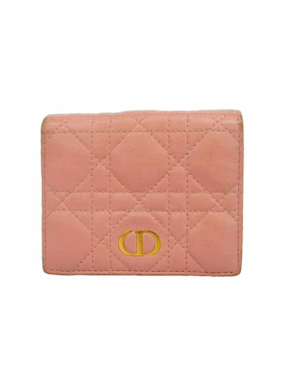 Dior Wallet Cannage Leather Pink Gold